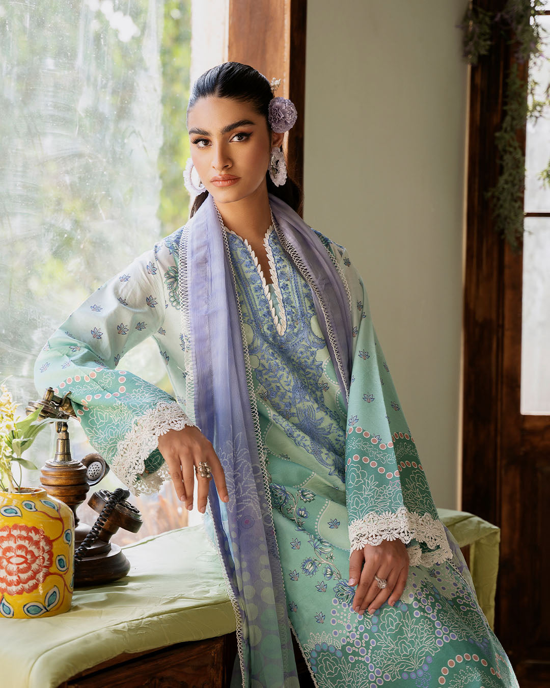 Roheenaz | Flora Printed Lawn | Elysium - Official Roheenaz stockist in UK - Sakeena London