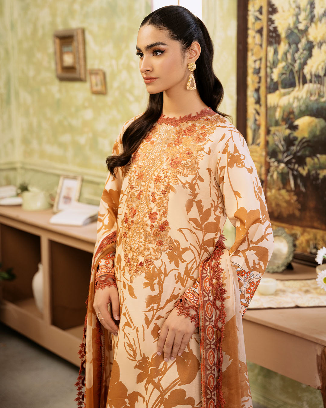 Roheenaz | Flora Printed Lawn | Harmonia - Official Roheenaz stockist in UK - Sakeena London