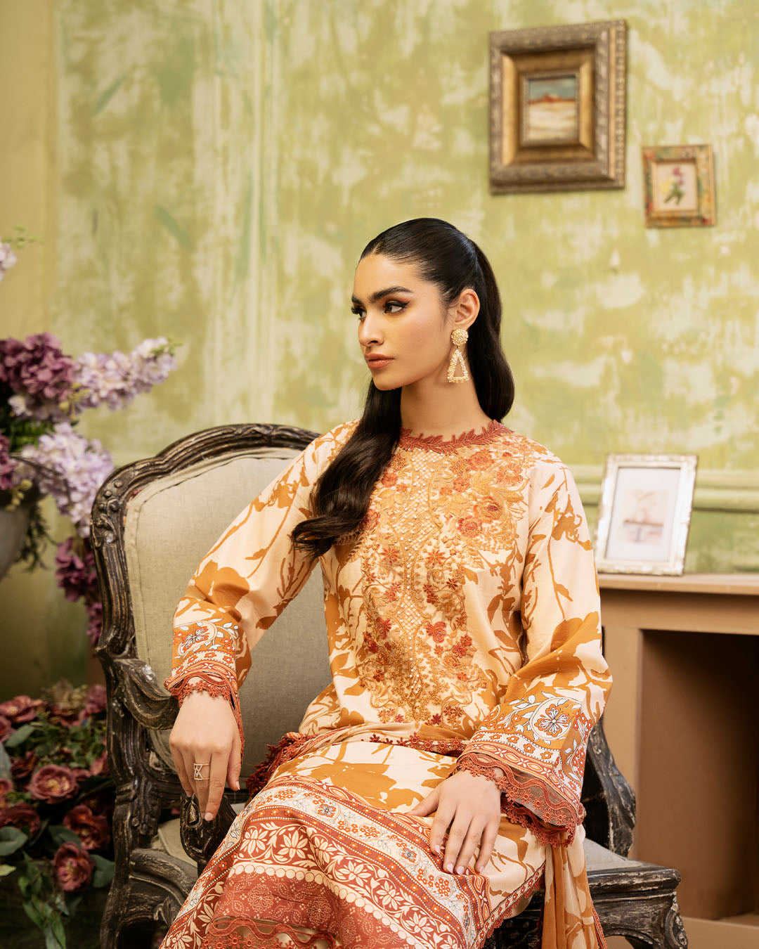 Roheenaz | Flora Printed Lawn | Harmonia - Official Roheenaz stockist in UK - Sakeena London