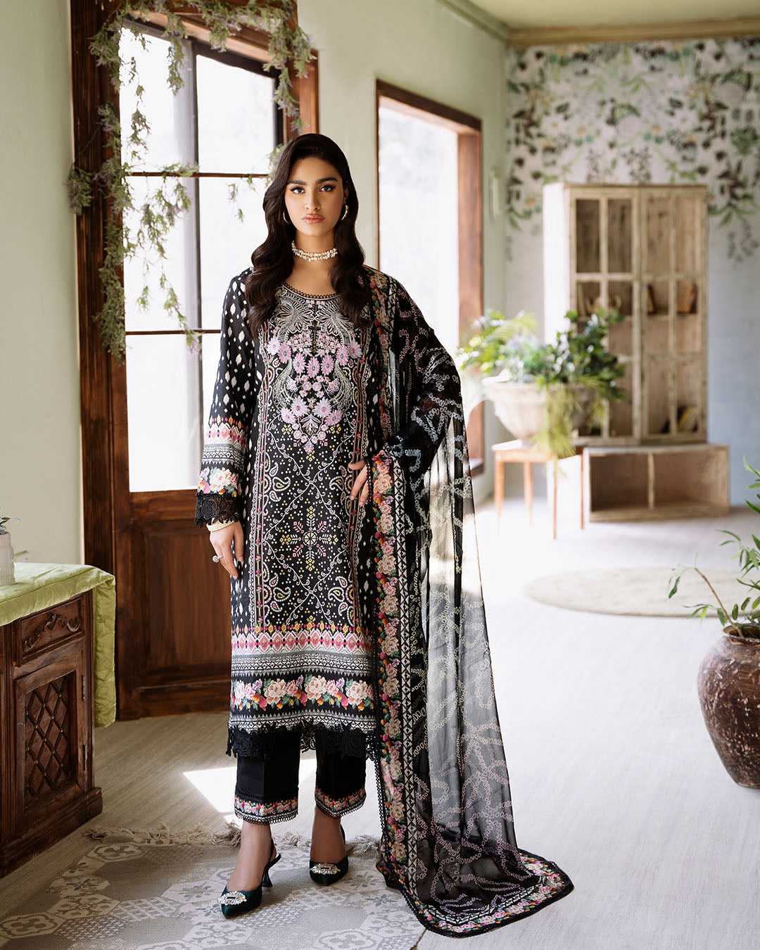 Roheenaz | Flora Printed Lawn | Veridian - Official Roheenaz stockist in UK - Sakeena London