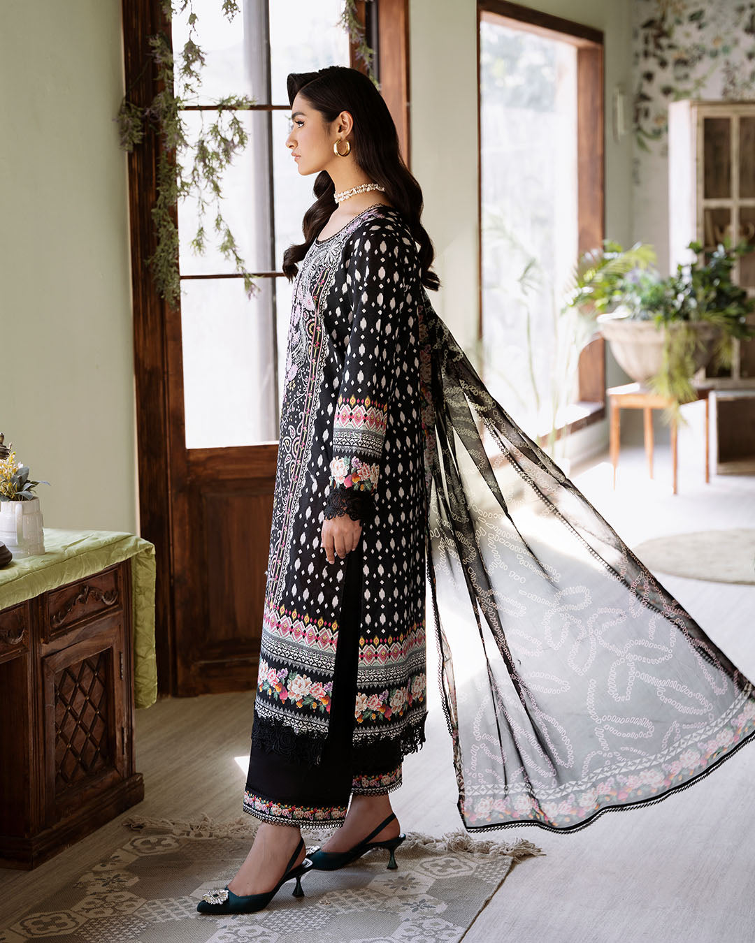 Roheenaz | Flora Printed Lawn | Veridian - Official Roheenaz stockist in UK - Sakeena London