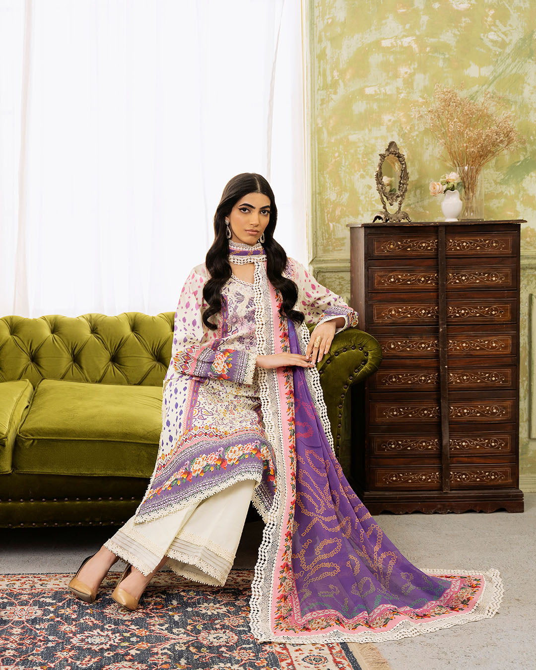 Roheenaz | Flora Printed Lawn | Evangeline - Official Roheenaz stockist in UK - Sakeena London