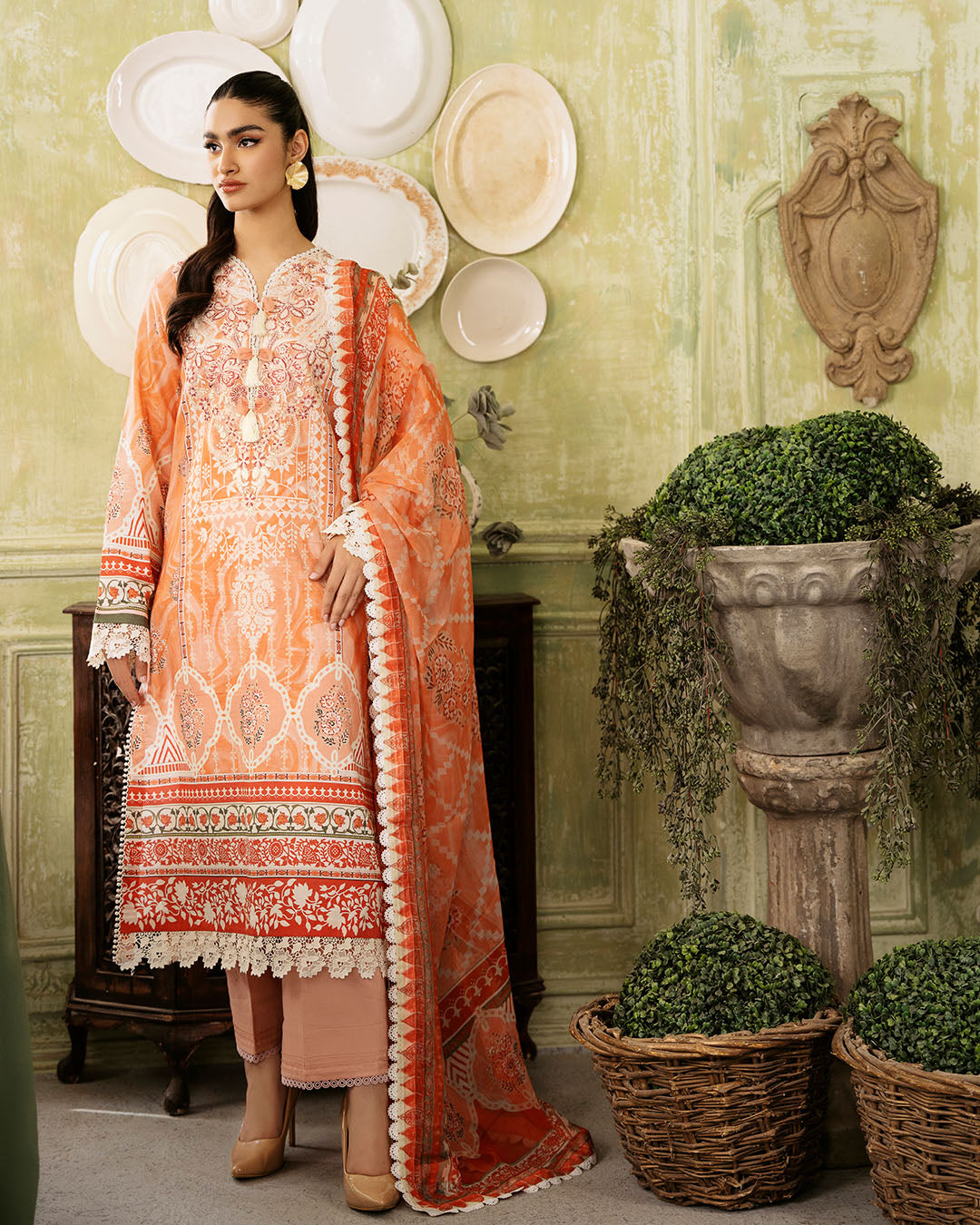 Roheenaz | Flora Printed Lawn | Cascade - Official Roheenaz stockist in UK - Sakeena London