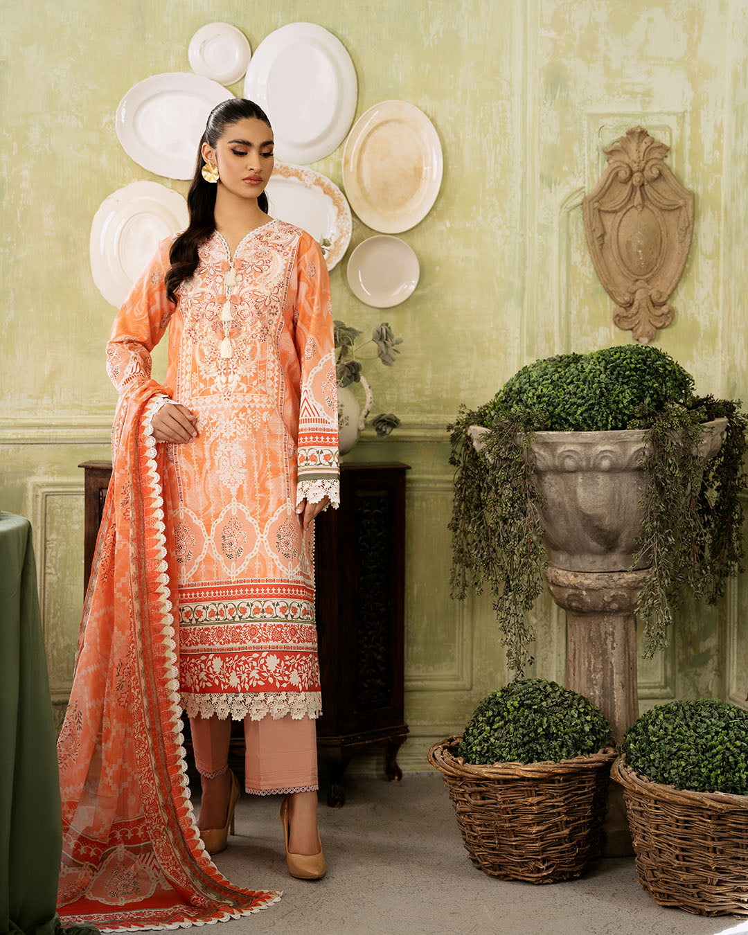 Roheenaz | Flora Printed Lawn | Cascade - Official Roheenaz stockist in UK - Sakeena London