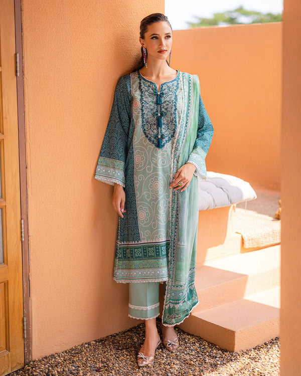 Roheenaz | Azalea Printed Lawn 24 | Ocean Breeze - Official Roheenaz stockist in UK - Sakeena London