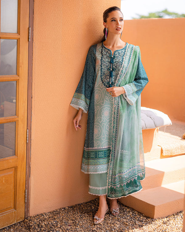 Roheenaz | Azalea Printed Lawn 24 | Ocean Breeze - Official Roheenaz stockist in UK - Sakeena London