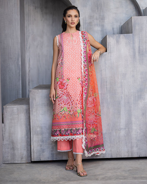 Roheenaz | Azalea Printed Lawn 24 | Radiant Rose - Official Roheenaz stockist in UK - Sakeena London