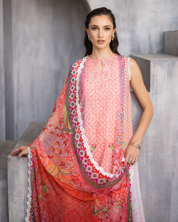 Roheenaz | Azalea Printed Lawn 24 | Radiant Rose - Official Roheenaz stockist in UK - Sakeena London