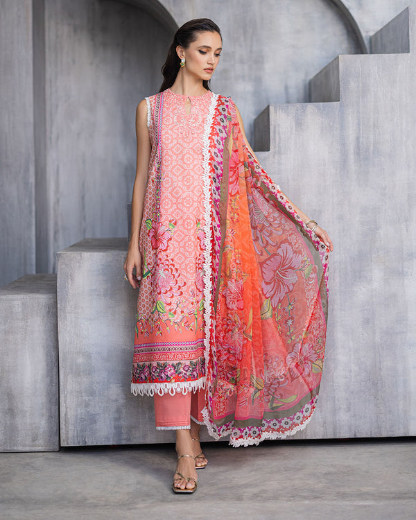 Roheenaz | Azalea Printed Lawn 24 | Radiant Rose - Official Roheenaz stockist in UK - Sakeena London