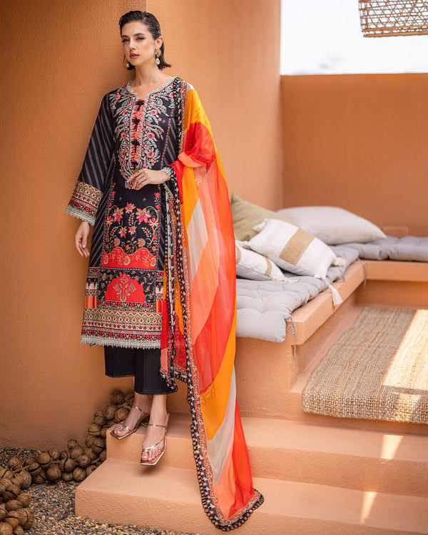 Roheenaz | Azalea Printed Lawn 24 | Midnight Mirage - Official Roheenaz stockist in UK - Sakeena London