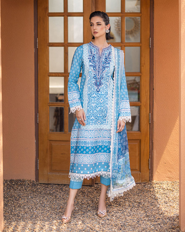 Roheenaz | Azalea Printed Lawn 24 | Starlit Sky - Official Roheenaz stockist in UK - Sakeena London