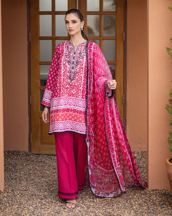 Roheenaz | Azalea Printed Lawn 24 | Coral Cascade - Official Roheenaz stockist in UK - Sakeena London