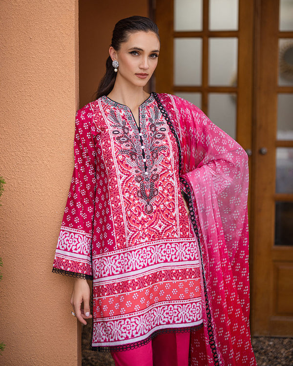 Roheenaz | Azalea Printed Lawn 24 | Coral Cascade - Official Roheenaz stockist in UK - Sakeena London