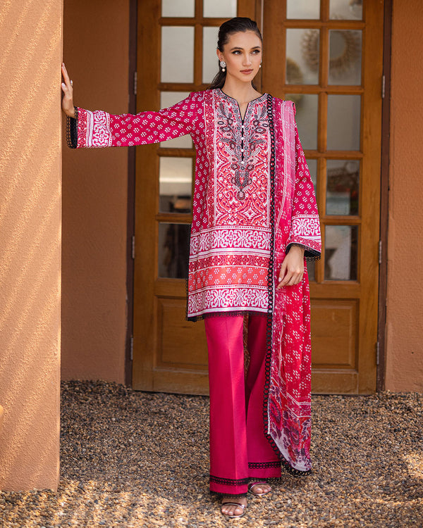 Roheenaz | Azalea Printed Lawn 24 | Coral Cascade - Official Roheenaz stockist in UK - Sakeena London