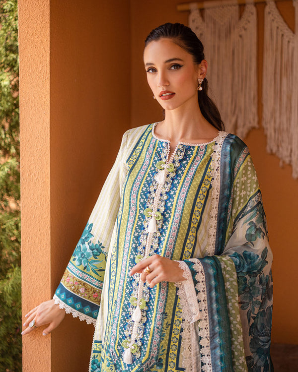 Roheenaz | Azalea Printed Lawn 24 | Ivory Elegance - Official Roheenaz stockist in UK - Sakeena London