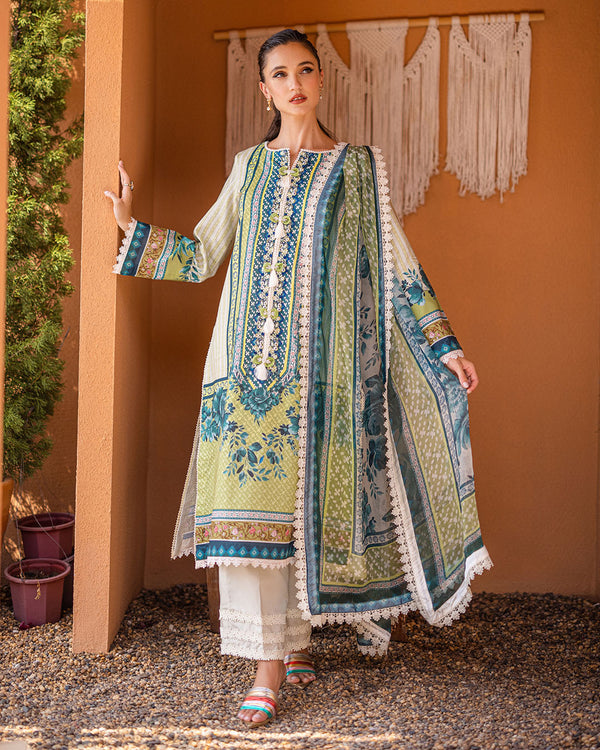 Roheenaz | Azalea Printed Lawn 24 | Ivory Elegance - Official Roheenaz stockist in UK - Sakeena London