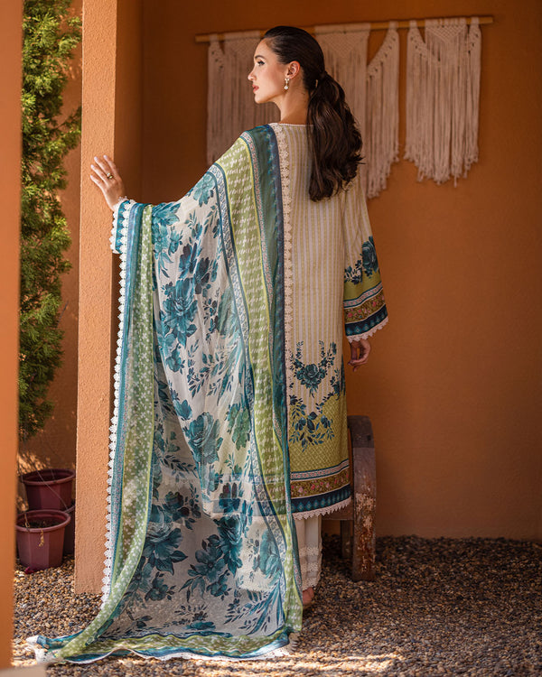 Roheenaz | Azalea Printed Lawn 24 | Ivory Elegance - Official Roheenaz stockist in UK - Sakeena London