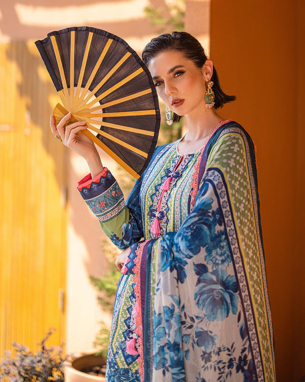 Roheenaz | Azalea Printed Lawn 24 | Mirage Mesh - Official Roheenaz stockist in UK - Sakeena London