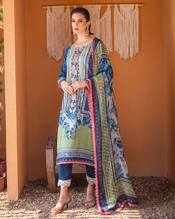 Roheenaz | Azalea Printed Lawn 24 | Mirage Mesh - Official Roheenaz stockist in UK - Sakeena London