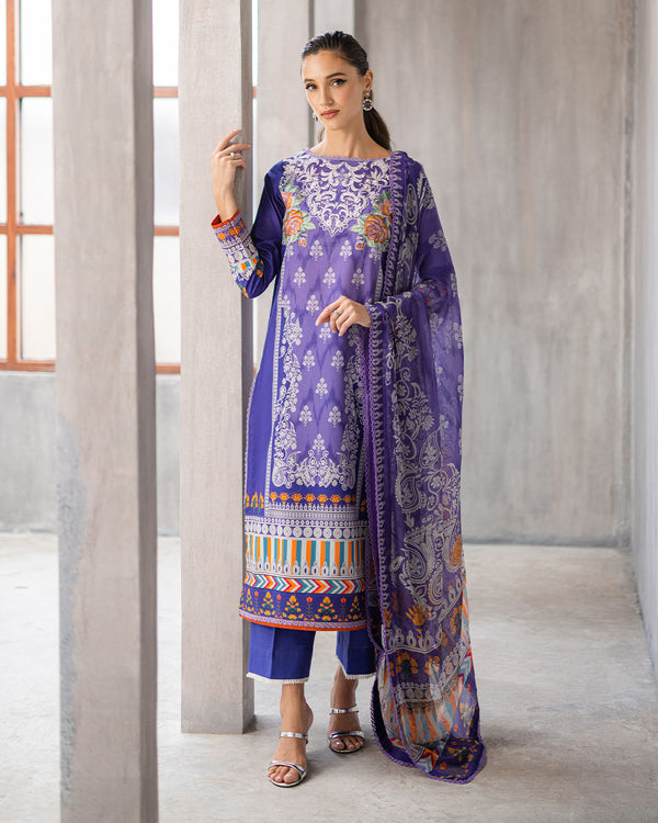 Roheenaz | Azalea Printed Lawn 24 | Blissful Berry - Official Roheenaz stockist in UK - Sakeena London