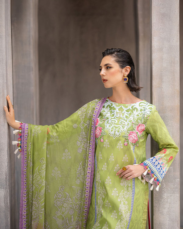 Roheenaz | Azalea Printed Lawn 24 | Serene Seafoam - Official Roheenaz stockist in UK - Sakeena London