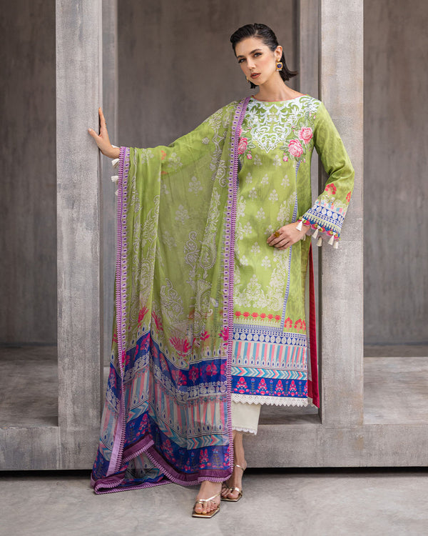 Roheenaz | Azalea Printed Lawn 24 | Serene Seafoam - Official Roheenaz stockist in UK - Sakeena London