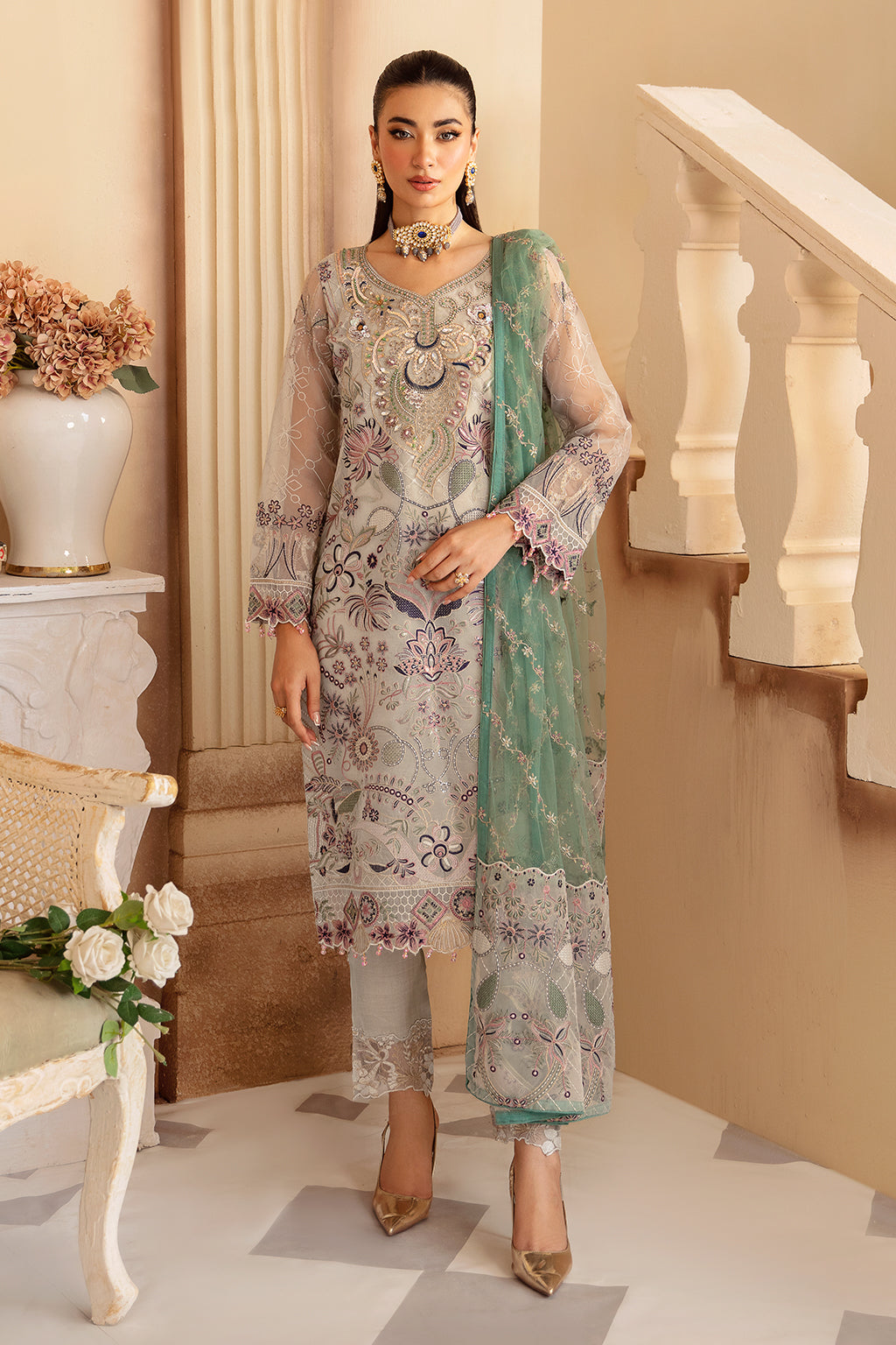 Ramsha | Minhal Organza Collection | M-1202 - Official Ramsha stockist in UK - Sakeena London