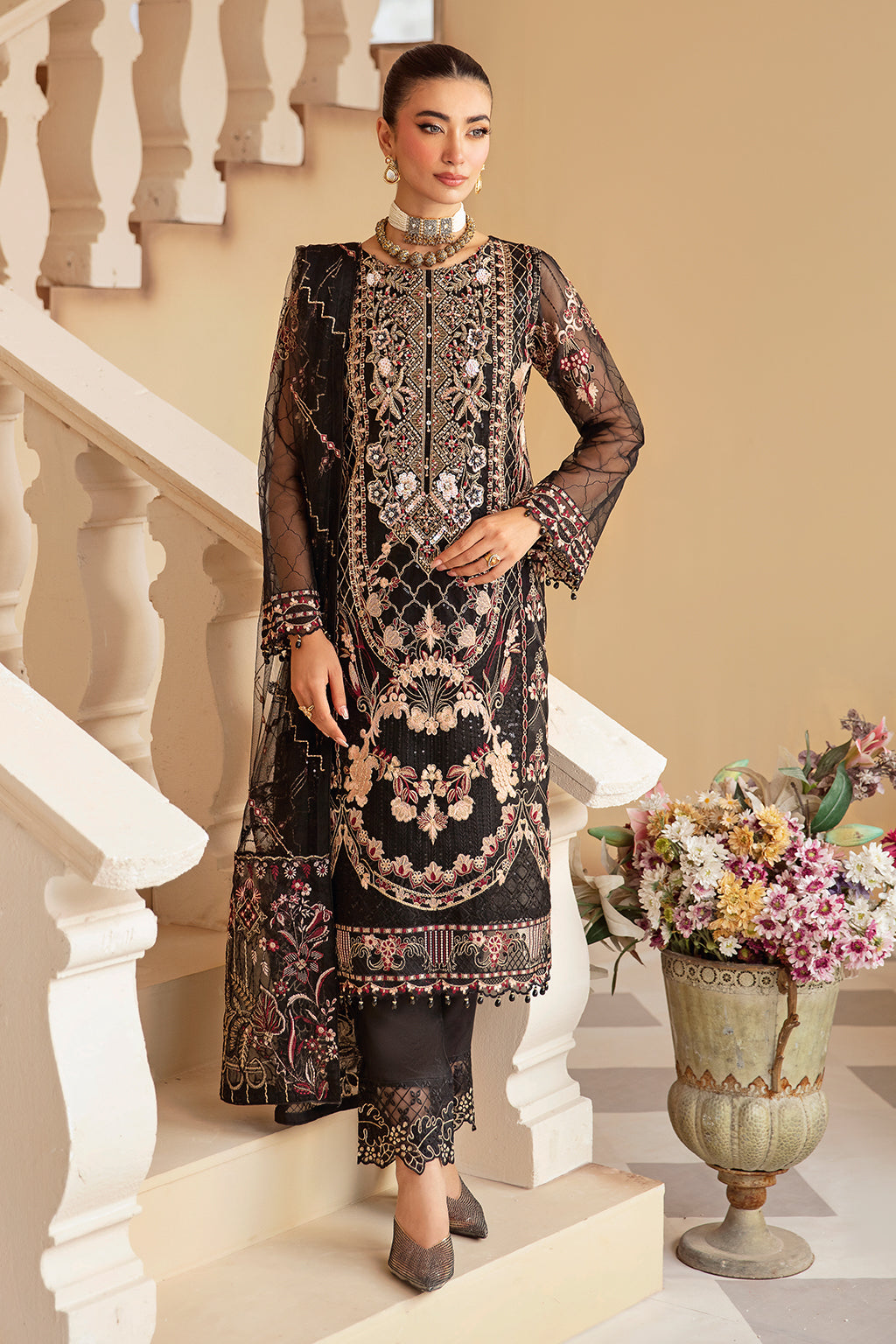 Ramsha | Minhal Organza Collection | M-1205 - Official Ramsha stockist in UK - Sakeena London