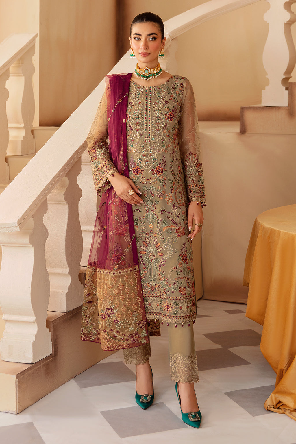 Ramsha | Minhal Organza Collection | M-1208 - Official Ramsha stockist in UK - Sakeena London