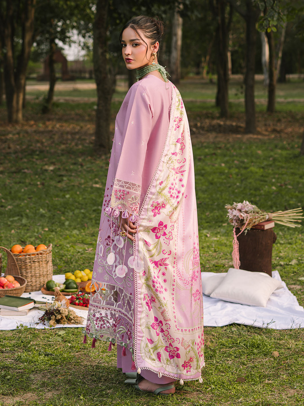 Mahnur | Dahlia Luxury Lawn 25 | Rosa - Official Mahnur stockist in UK - Sakeena London