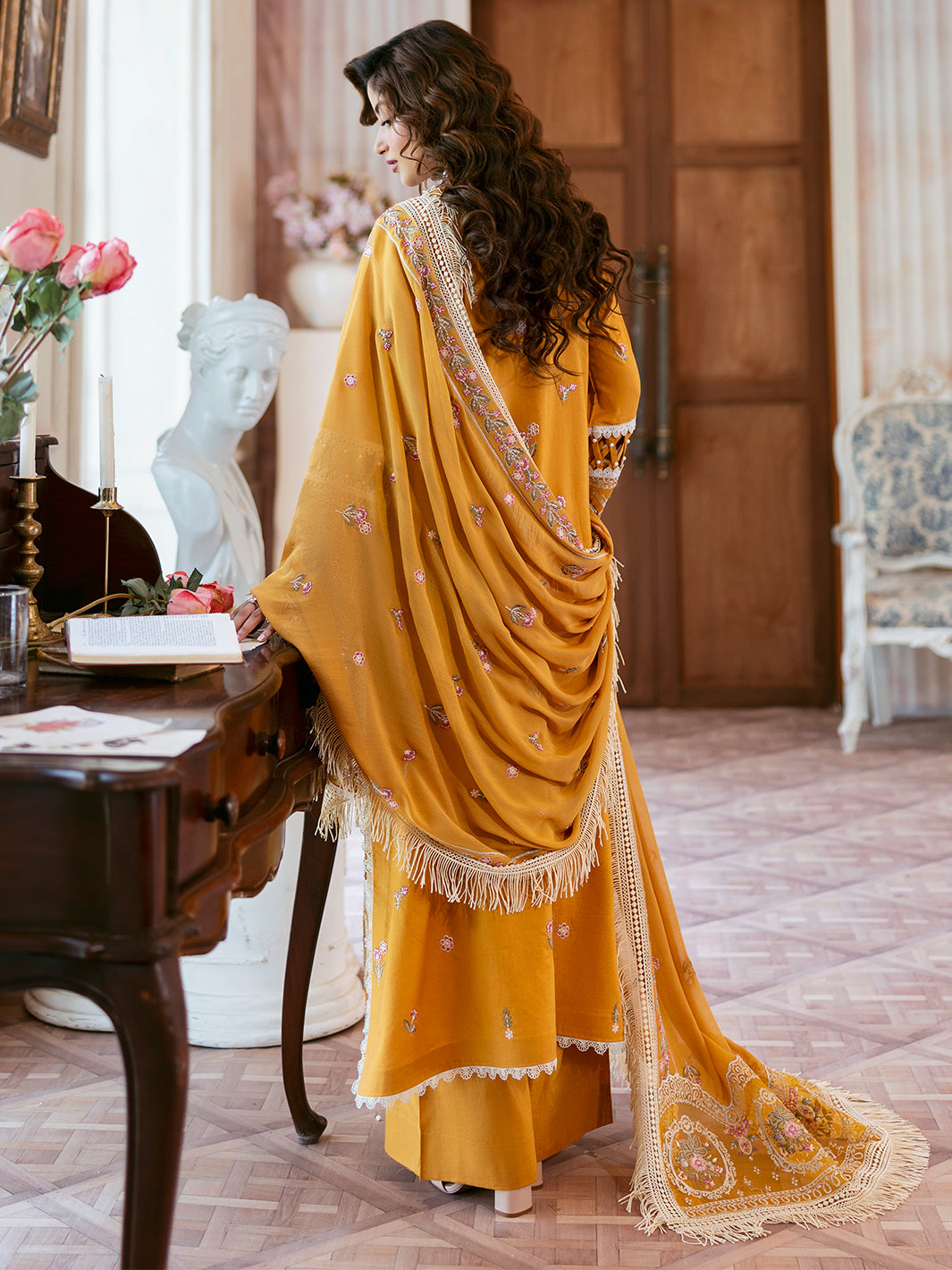 Mahnur | Sophie Luxury Lawn 25 | Rosy - Official Mahnur stockist in UK - Sakeena London