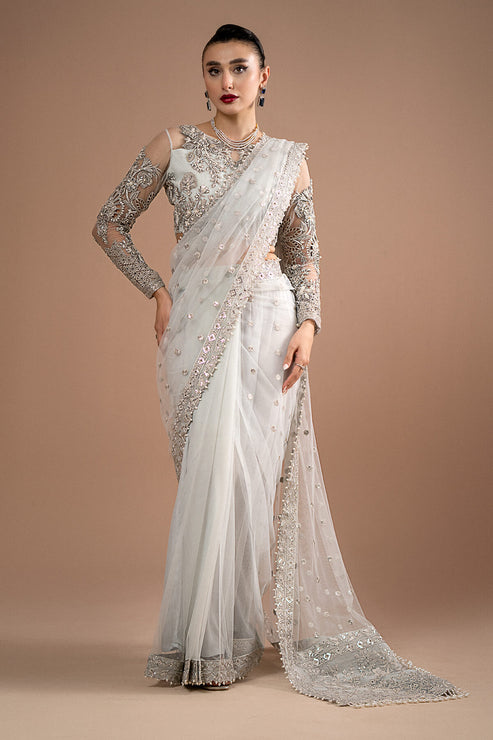 Imrozia Premium | Lumiere Luxury Sarees | 07 Misty Grey - Official Imrozia Premium stockist in UK - Sakeena London
