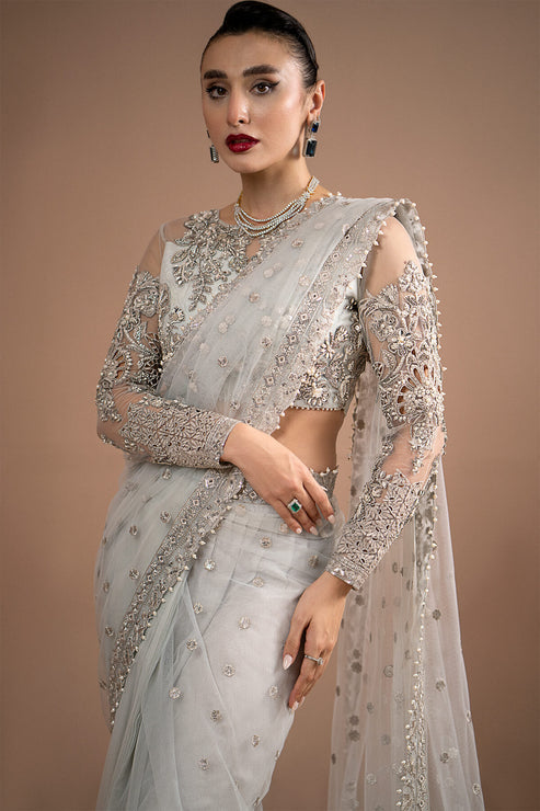 Imrozia Premium | Lumiere Luxury Sarees | 07 Misty Grey - Official Imrozia Premium stockist in UK - Sakeena London