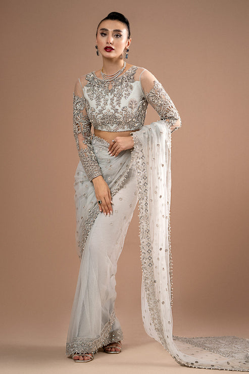 Imrozia Premium | Lumiere Luxury Sarees | 07 Misty Grey - Official Imrozia Premium stockist in UK - Sakeena London