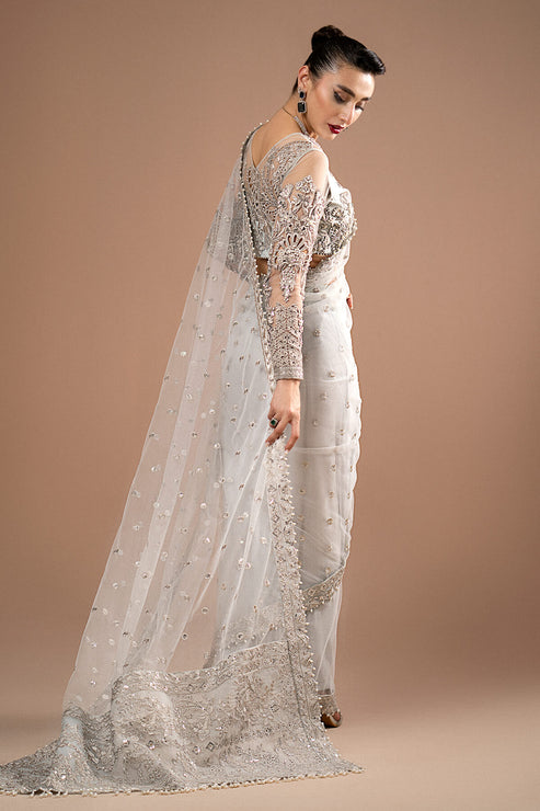 Imrozia Premium | Lumiere Luxury Sarees | 07 Misty Grey - Official Imrozia Premium stockist in UK - Sakeena London