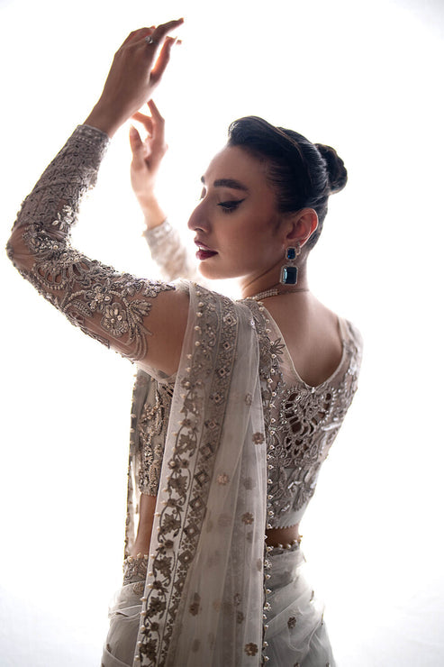 Imrozia Premium | Lumiere Luxury Sarees | 07 Misty Grey - Official Imrozia Premium stockist in UK - Sakeena London