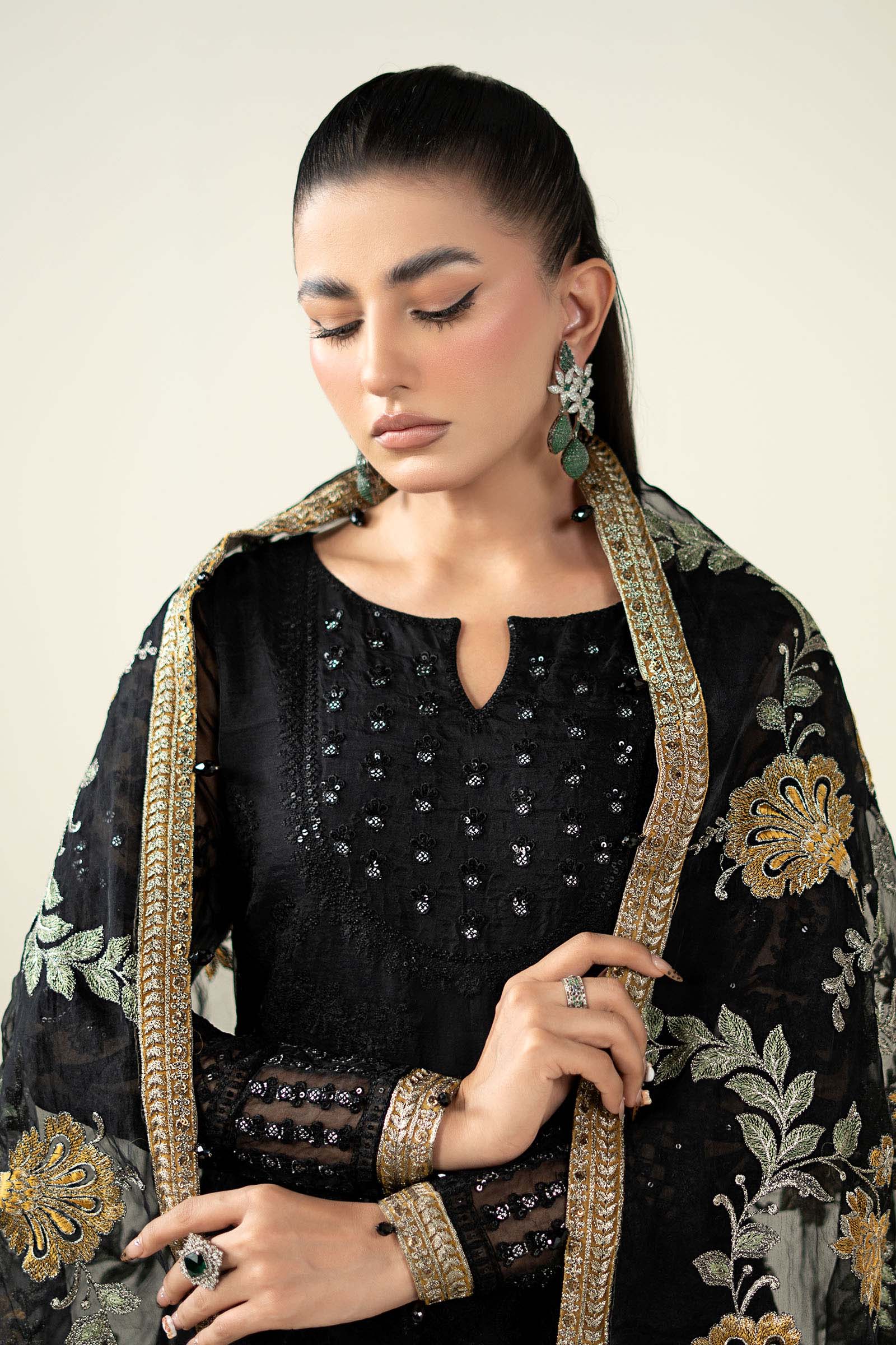Maria B | Pre Fall Dresses | 3 Piece Embroidered Suit Black - Official Maria B stockist in UK - Sakeena London
