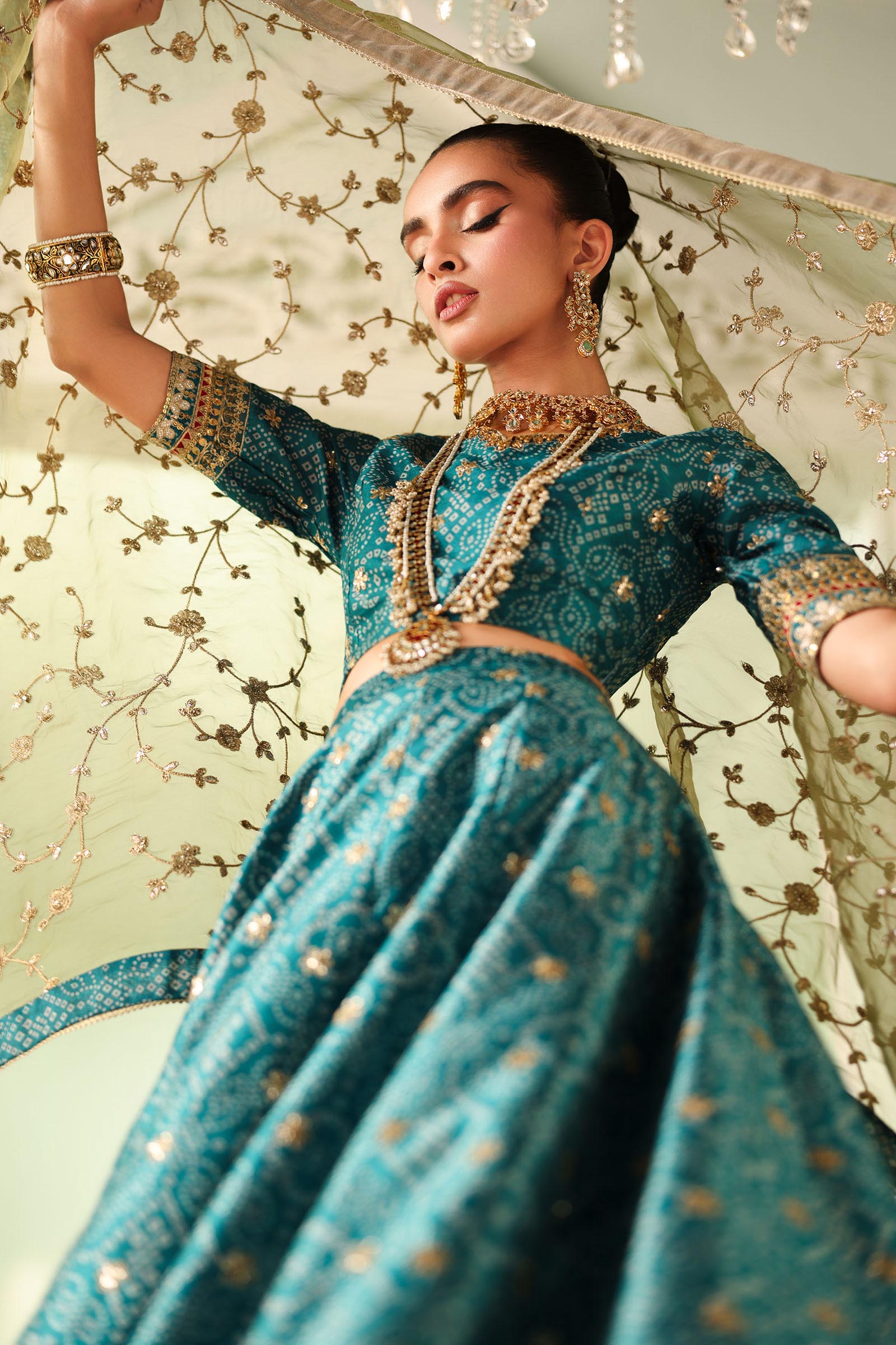 Maria B | Pre Fall Dresses | 3 Piece Embroidered Raw Silk Suit Teal Green - Official Maria B stockist in UK - Sakeena London