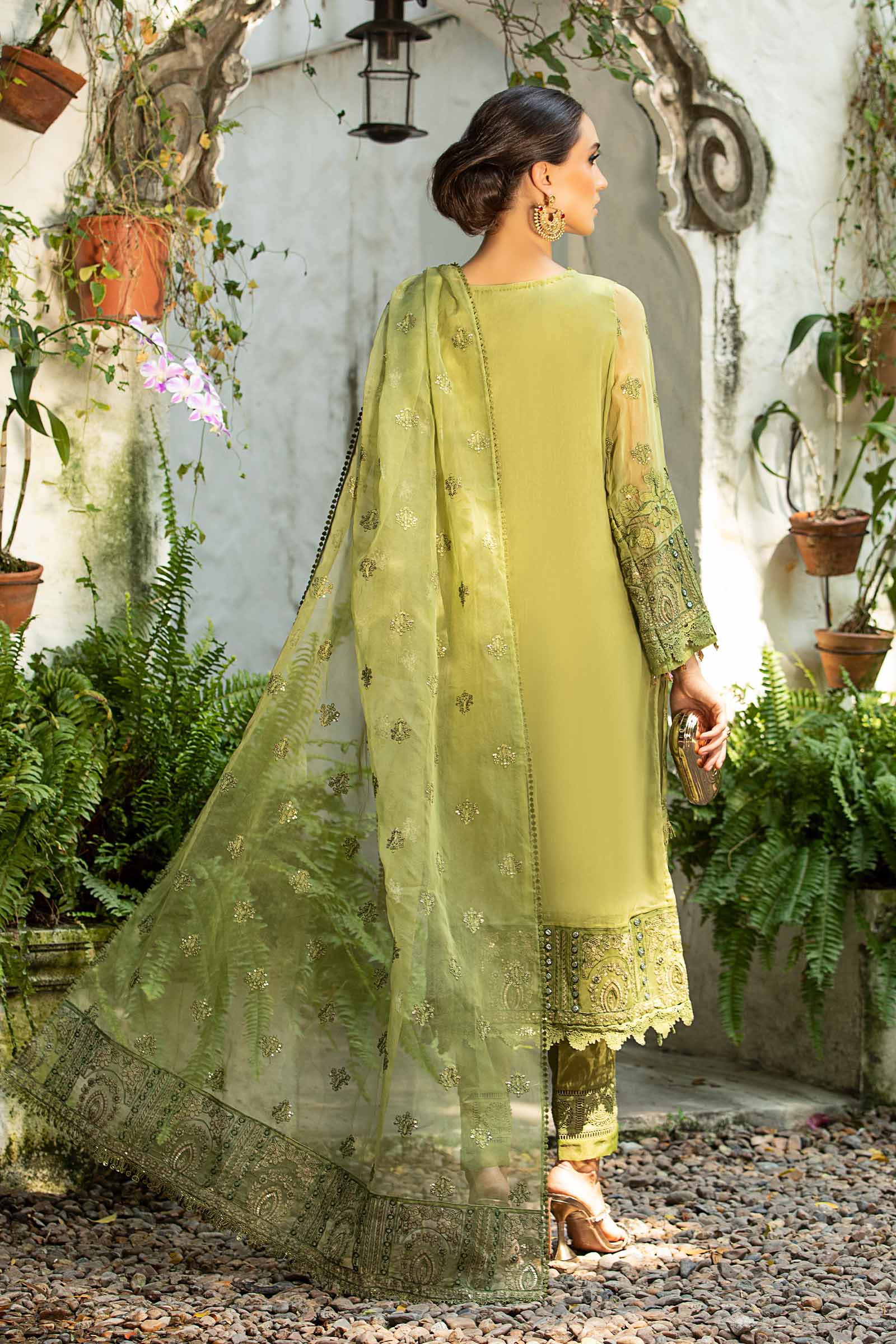 Maria B | Pre Fall Dresses | 3 Piece Embroidered Suit Grape Green - Official Maria B stockist in UK - Sakeena London