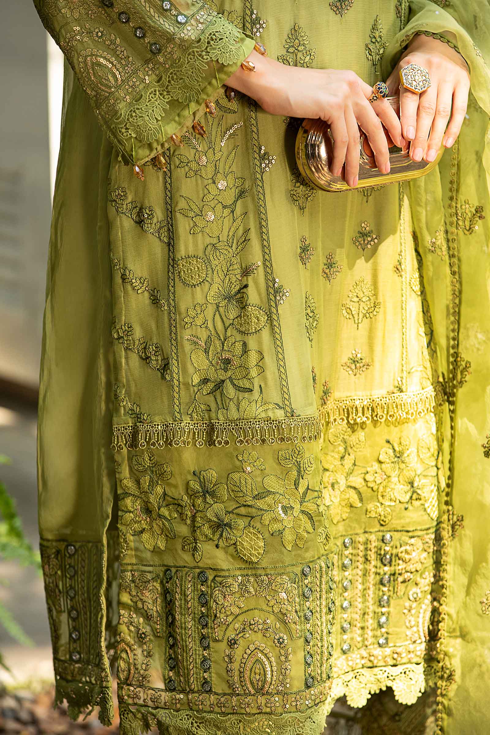 Maria B | Pre Fall Dresses | 3 Piece Embroidered Suit Grape Green - Official Maria B stockist in UK - Sakeena London