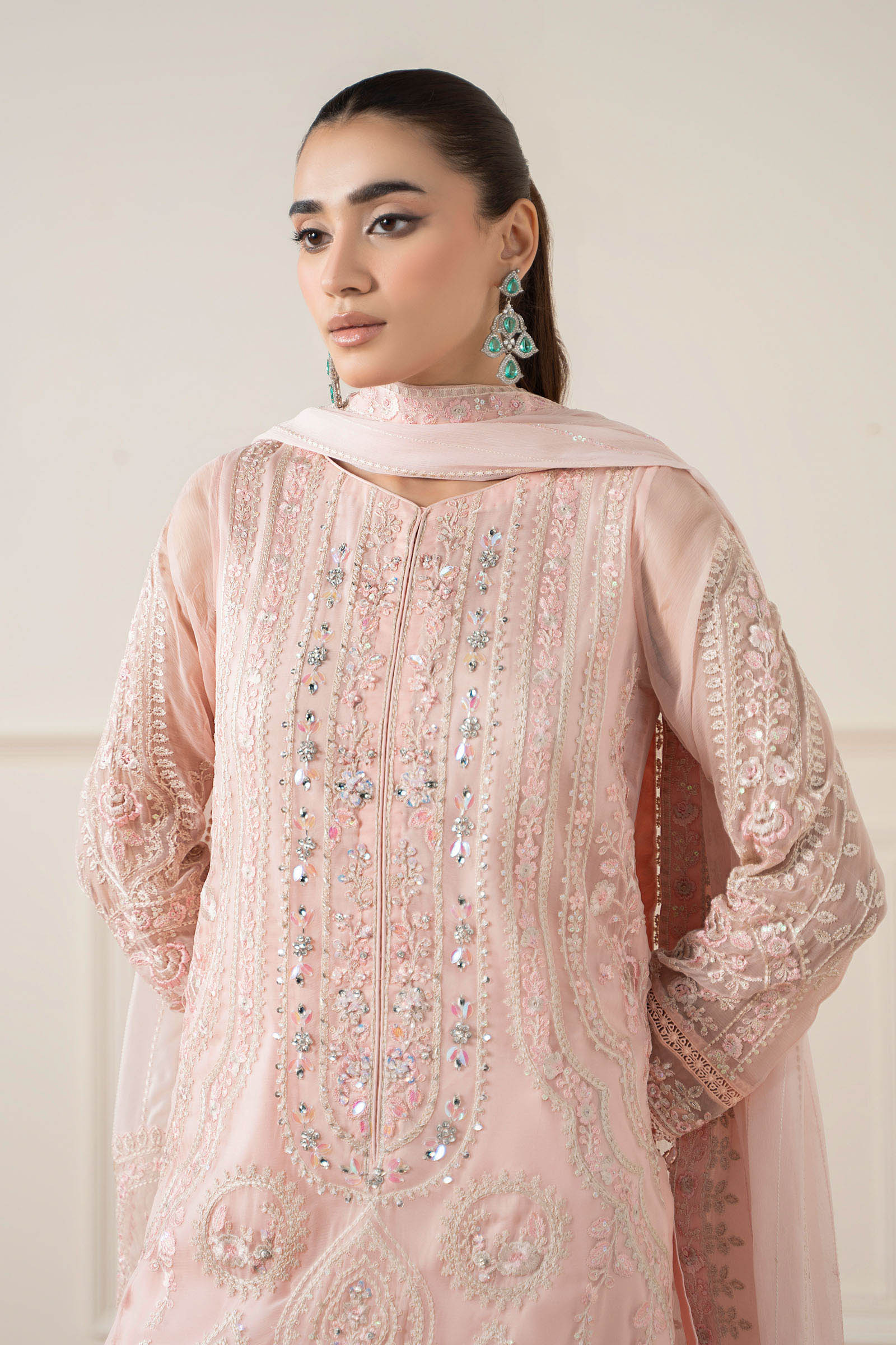 Maria B | Pre Fall Dresses | 3 Piece Embroidered Chiffon Suit OO - Official Maria B stockist in UK - Sakeena London