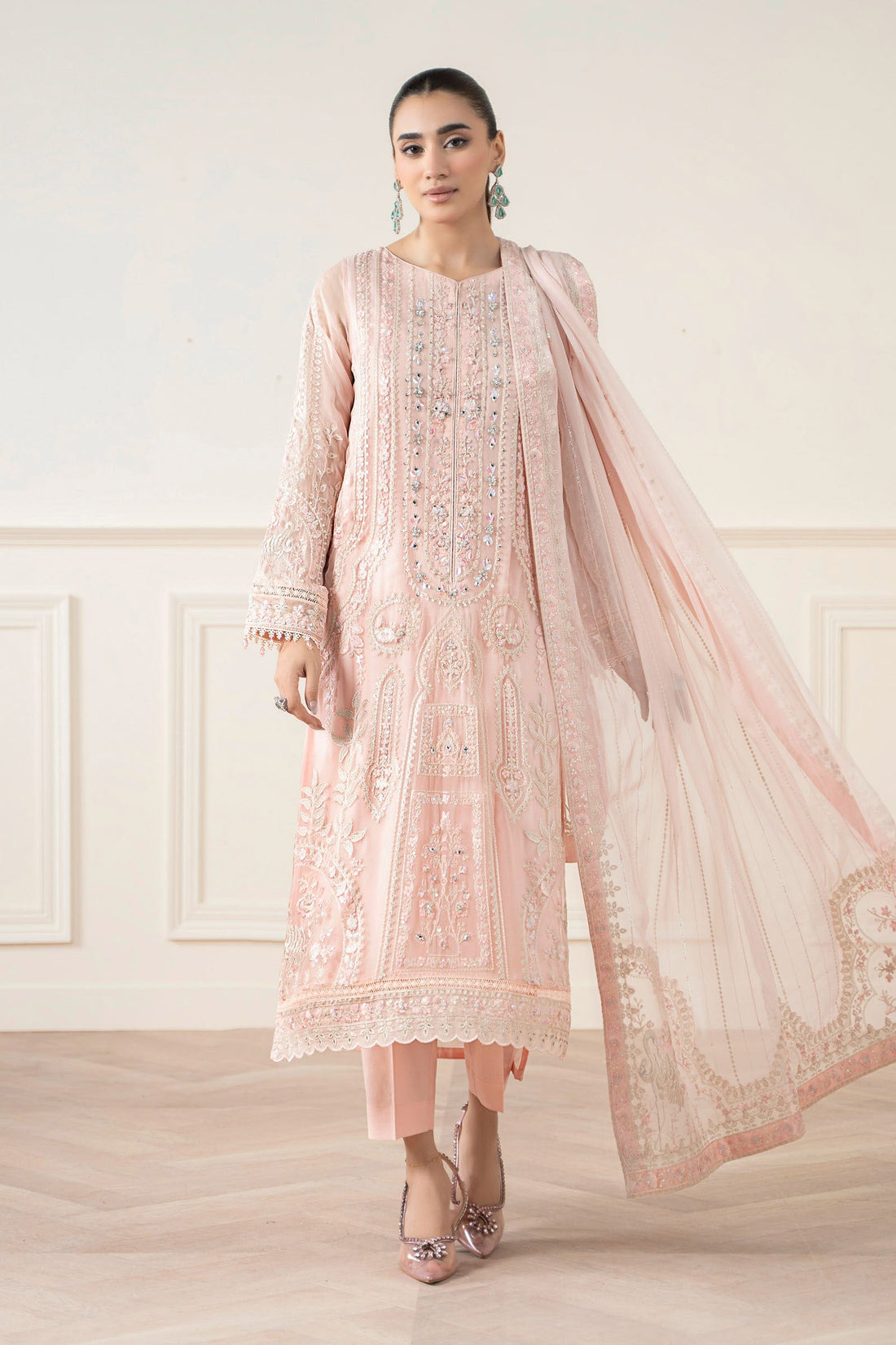 Maria B | Pre Fall Dresses | 3 Piece Embroidered Chiffon Suit OO - Official Maria B stockist in UK - Sakeena London