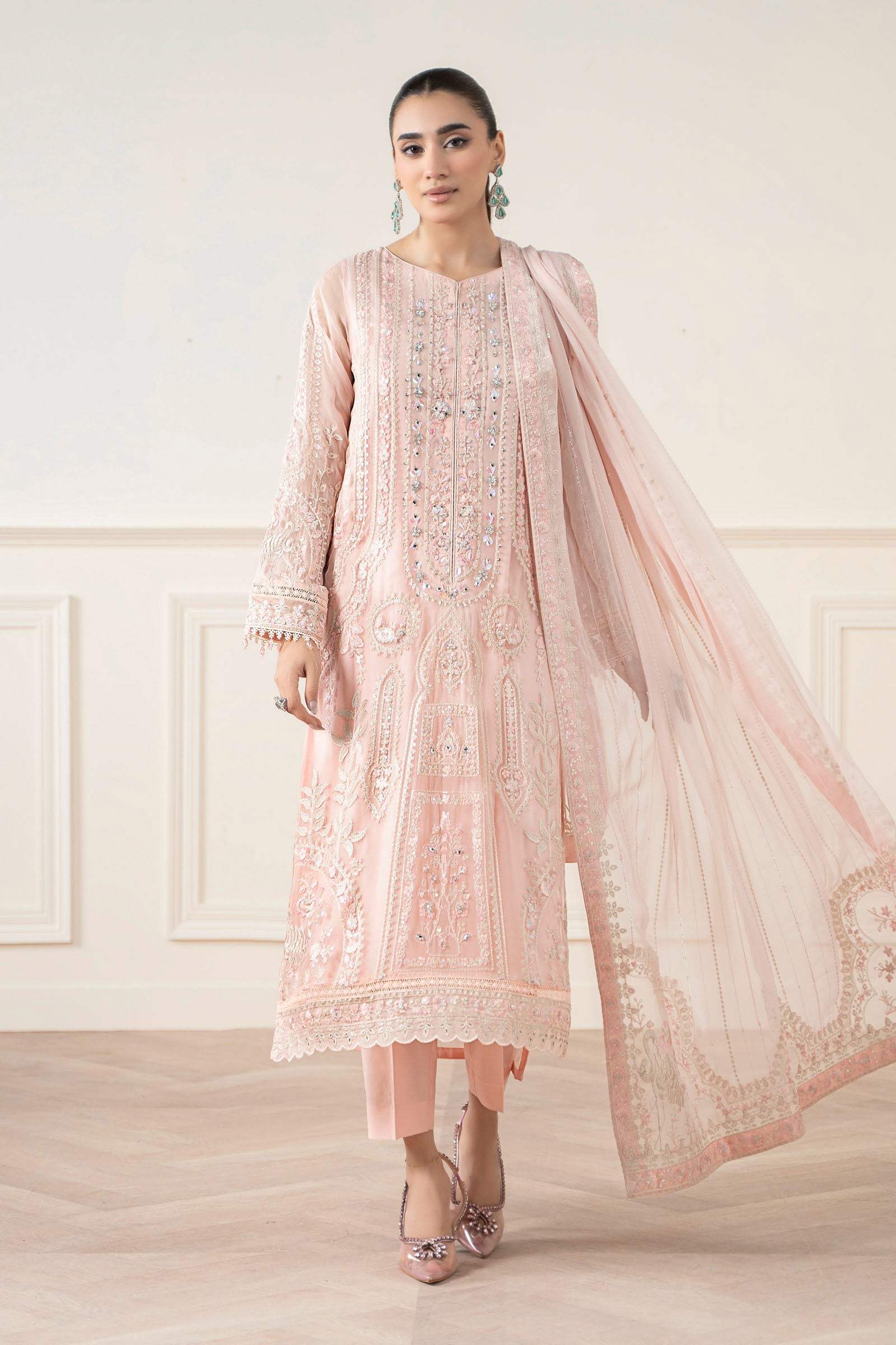 Maria B | Pre Fall Dresses | 3 Piece Embroidered Chiffon Suit OO - Official Maria B stockist in UK - Sakeena London