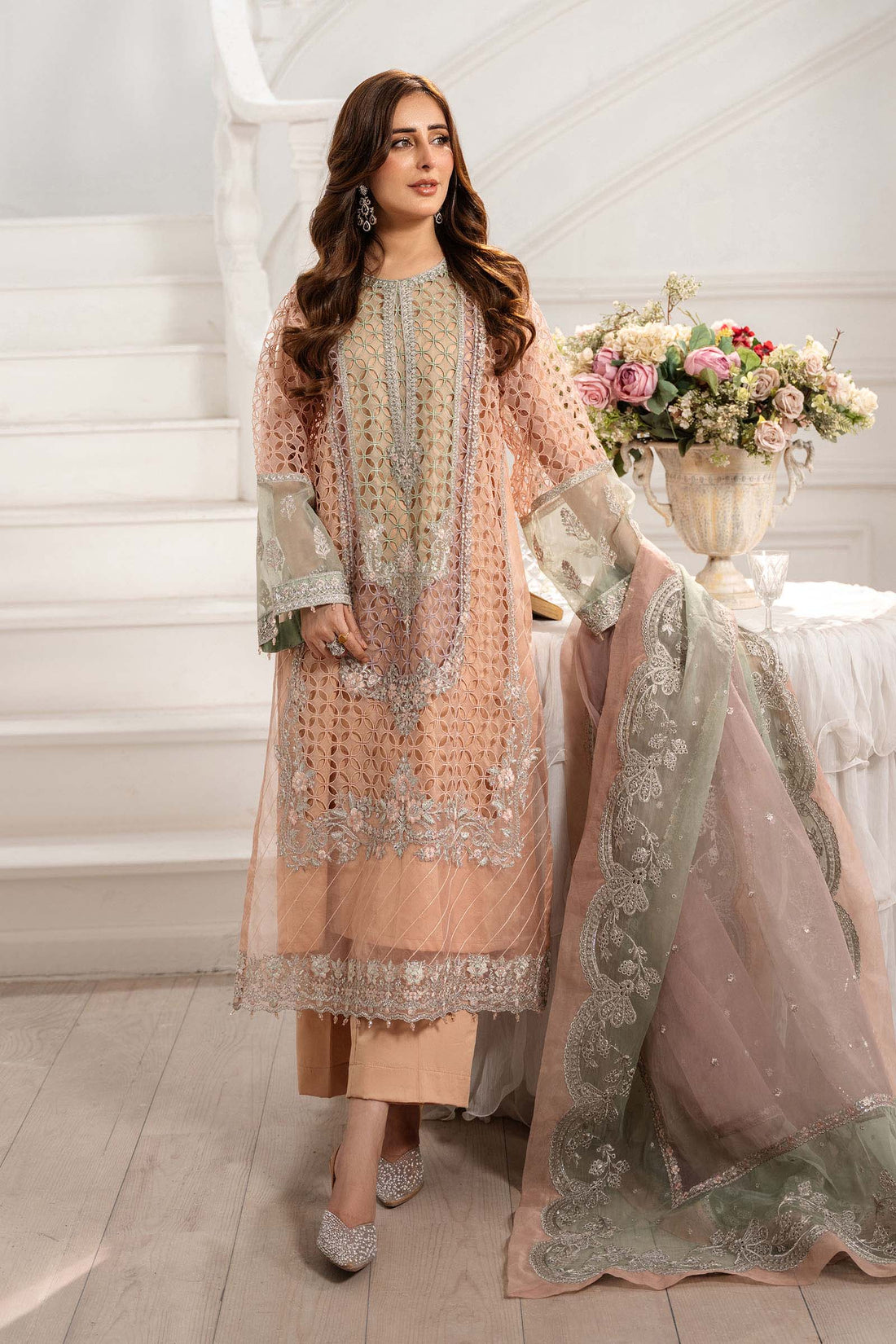 Maria B | Pre Fall 25 | Organza Suit 18 - Official Maria B stockist in UK - Sakeena London