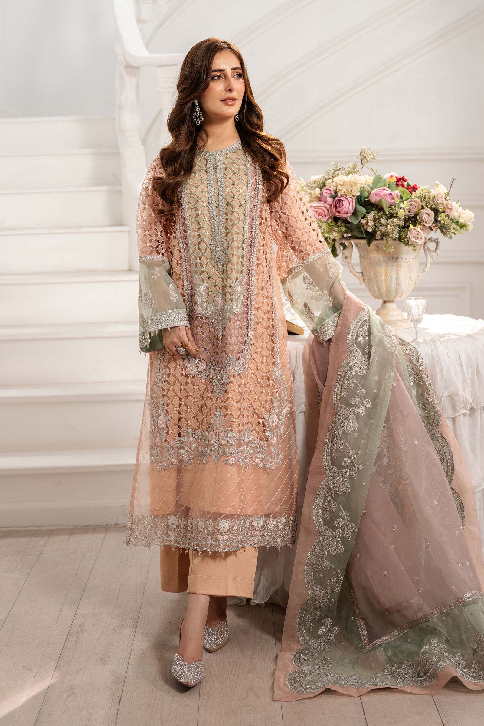 Maria B | Pre Fall 25 | Organza Suit 18 - Official Maria B stockist in UK - Sakeena London