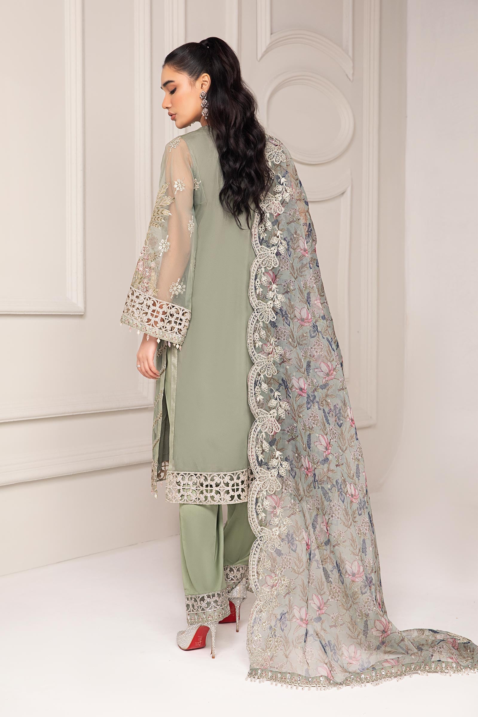 Maria B | Pre Fall Dresses | 3 Piece Embroidered Organza Suit TT - Official Maria B stockist in UK - Sakeena London