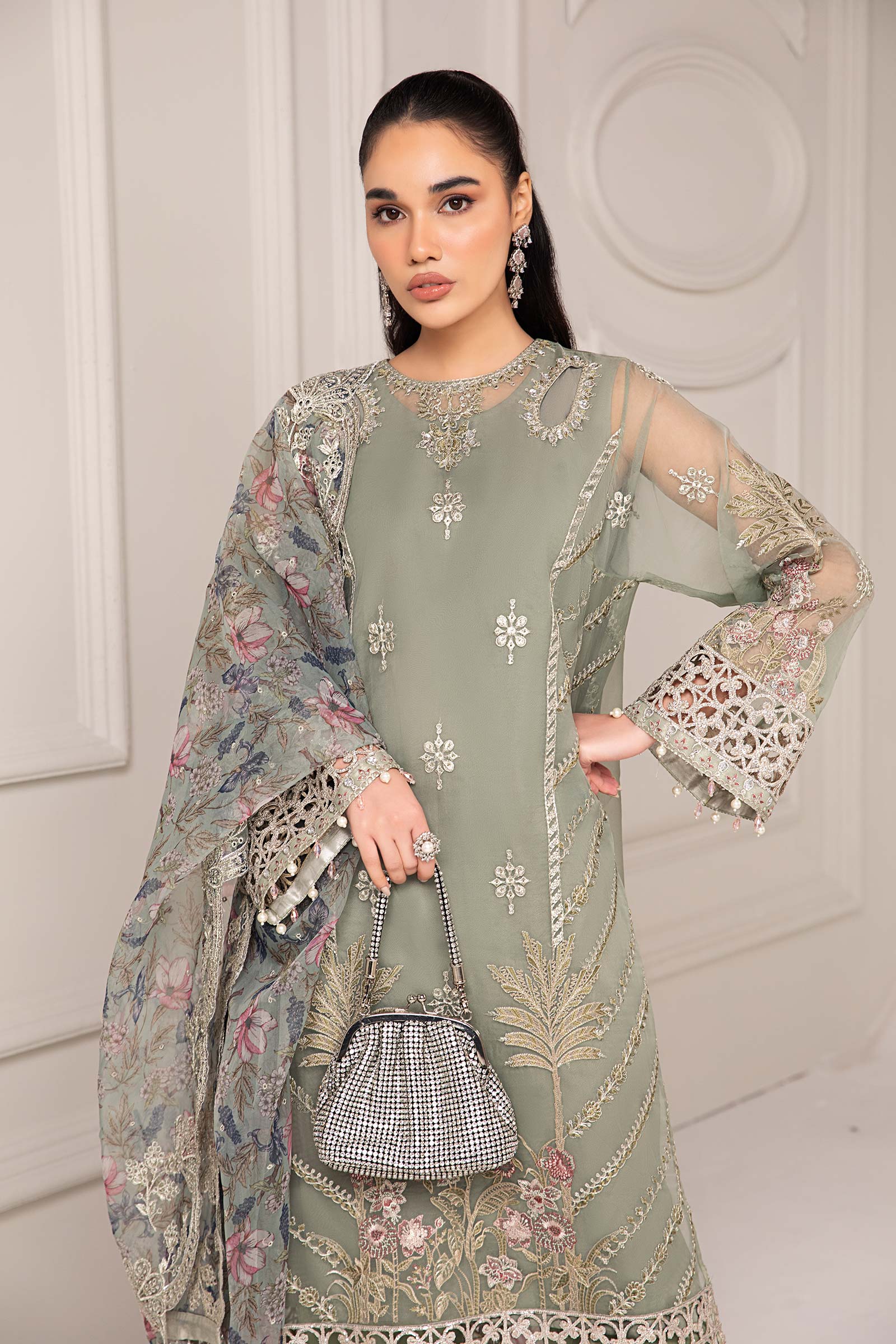 Maria B | Pre Fall Dresses | 3 Piece Embroidered Organza Suit TT - Official Maria B stockist in UK - Sakeena London