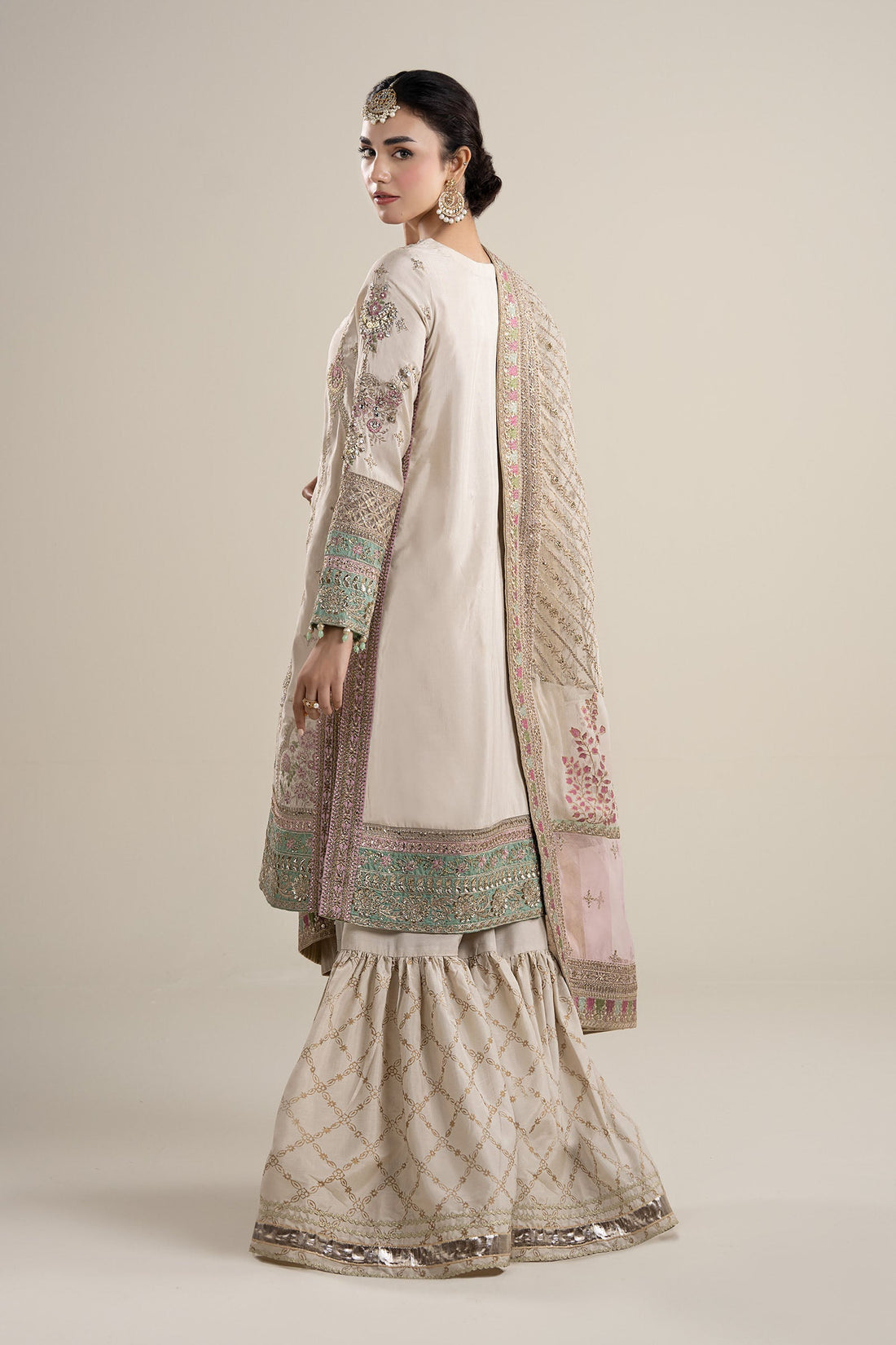 Maria B | Pre Fall Dresses | 3 Piece Embroidered Bamber Raw Silk Suit HH - Official Maria B stockist in UK - Sakeena London