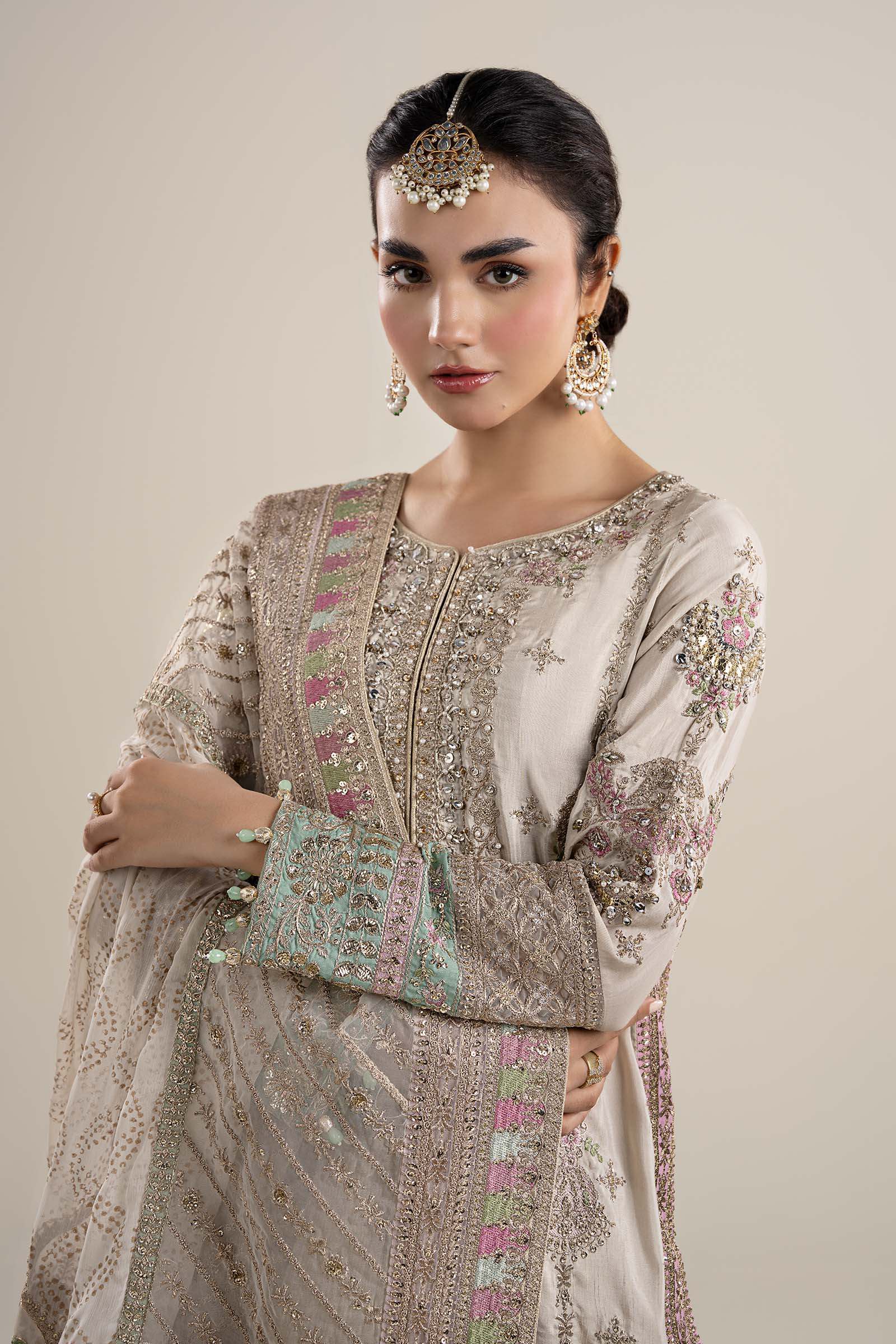 Maria B | Pre Fall Dresses | 3 Piece Embroidered Bamber Raw Silk Suit HH - Official Maria B stockist in UK - Sakeena London