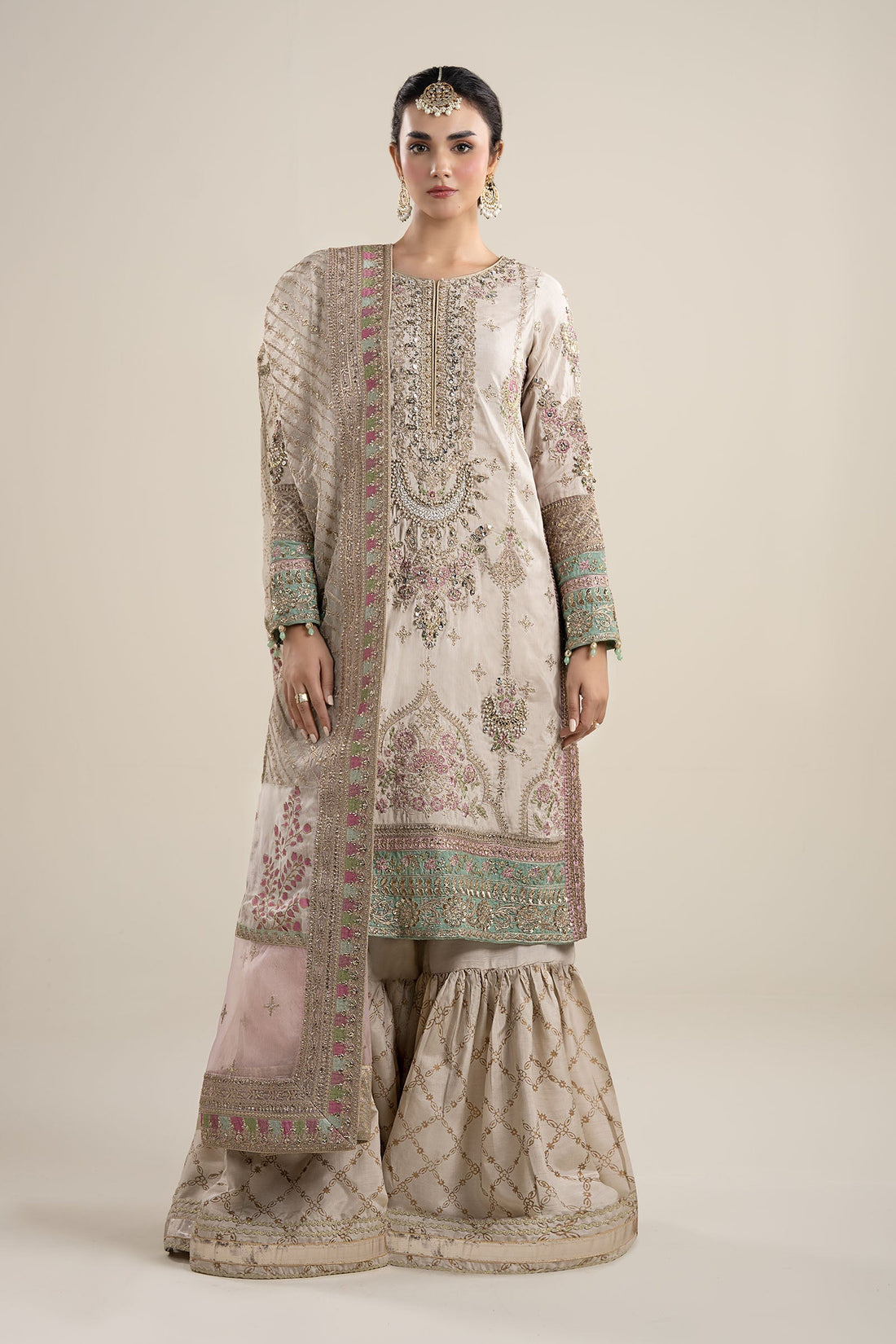 Maria B | Pre Fall Dresses | 3 Piece Embroidered Bamber Raw Silk Suit HH - Official Maria B stockist in UK - Sakeena London